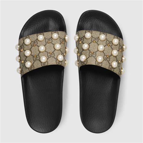 gucci pearl studded slides|Gucci slides nordstrom.